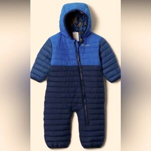 COLUMBIA NWT Infant 12-18 Months Hooded Powder Lite Reversible Snowsuit Blue